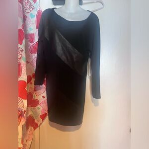 Alice & Olivia colorblock faux leather dress sexy runway y2k